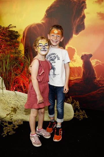 Alanah (5) and Alex Robert Finn (7) pictured at a special family screening of Disney’s THE LION KING at the Odeon Point Village. Picture: Andres Poveda
