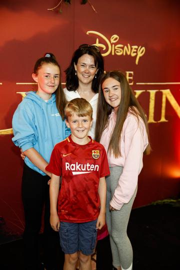 Denise Fitzgerald with children Grace (12,) Ava (14) and Eoin (9) at a special family screening of Disney’s THE LION KING at the Odeon Point Village. Picture: Andres Poveda