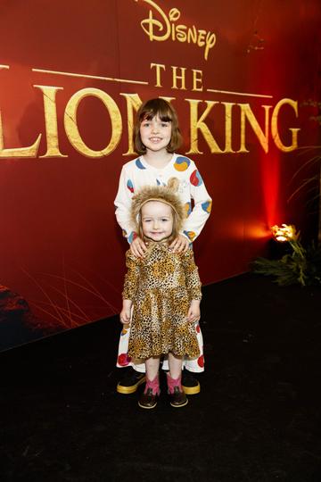 Marnie Lynch (2) and Penny Lynch (7) pictured at a special family screening of Disney’s THE LION KING at the Odeon Point Village. Picture: Andres Poveda