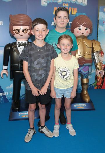 Sophie Greene ,Andrew Smith and Ryan Greene  at the special preview screening of Playmobil : The Movie. Photo: Brian McEvoy