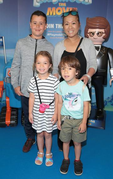 Cat Cleary,Tadhg Mac U Craine ,Elodie Cleary and Joshua Cleary at the special preview screening of Playmobil : The Movie. Photo: Brian McEvoy