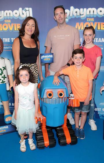 Valerie Kavanagh,Stephen Kavanagh with children Aoife ,Bobby and Sofia Kavanagh at the special preview screening of Playmobil : The Movie. Photo: Brian McEvoy
