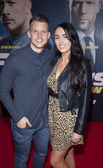 Ian Byrne & Ellie Sutton pictured at a special preview screening of Fast & Furious Presents: Hobbs & Shaw. Photo: Anthony Woods