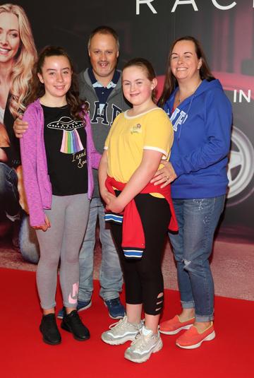 Ella Walshe, Dave Collins, Sophie Collins and Barbara Collins at the special preview screening of The Art of Racing in the Rain at the Odeon Cinema in Point Square,Dublin .
Pic Brian McEvoy Photography