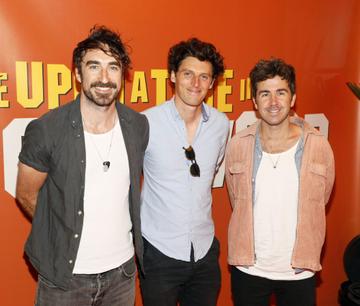 Danny O'Reilly, Dave McPhilips and Graham Knox from the Coronas at the Multimedia Screening of Once Upon A Time In Hollywood at the Stella Theatre, Rathmines, in cinema August 14th. Photo: Kieran Harnett