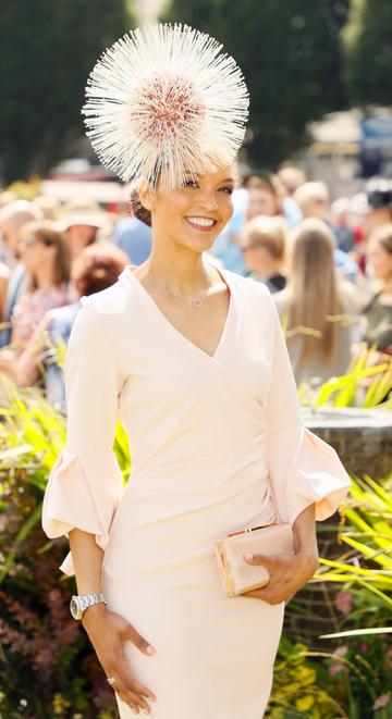 Linda Malone at the Dundrum Town Centre Ladies' Day at the Dublin Horse Show in the RDS. Photo: Kieran Harnett
