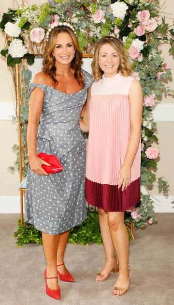 Lorraine Keane and Catherine O'Toole at the Dundrum Town Centre Ladies' Day at the Dublin Horse Show in the RDS. Photo: Kieran Harnett