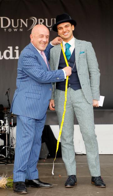 Winner of the Louis Copeland best dressed man prize Luke Gibbons from Claremorris, Co. Mayo at the Dublin Horse Show in the RDS. Photo: Kieran Harnett
