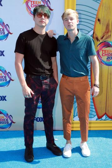 Colby Brock (L) and Samuel Golbach of Sam and Colby attend FOX's Teen Choice Awards 2019. (Photo by Rich Fury/Getty Images)