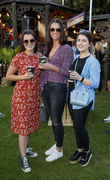 Aoife Ryan , Ruth McKay and Roisin Kane at the Schweppes #UltimateMixer Sessions at The Big Grill festival in Herbert Park, Dublin, where guests sipped on expertly crafted cocktails and enjoyed live music mixes from Irish bands and DJs. Picture: Andres Poveda
