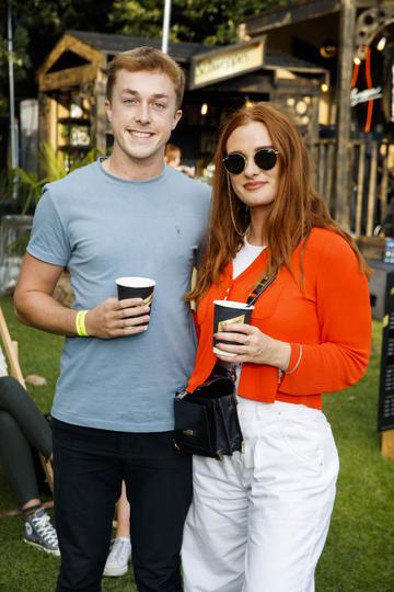 James McDonagh and Roisin O'Dwyer at the Schweppes #UltimateMixer Sessions at The Big Grill festival in Herbert Park, Dublin, where guests sipped on expertly crafted cocktails and enjoyed live music mixes from Irish bands and DJs. Picture: Andres Poveda