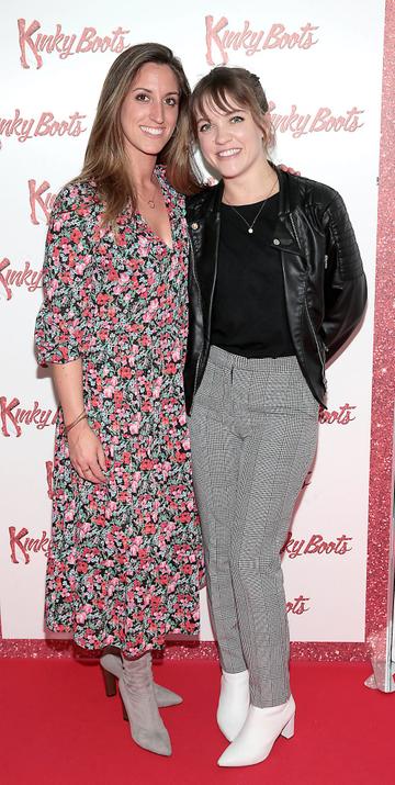 Jessica Whelan and Alexandra Dent at the opening of the musical Kinky Boots at the Bord Gais Energy Theatre, Dublin.  Picture: Brian McEvoy