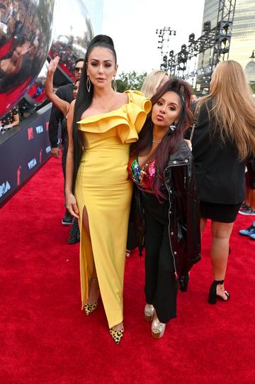 Jennifer Farley and Nicole Polizzi attend the 2019 MTV Video Music Awards at Prudential Center on August 26, 2019 in Newark, New Jersey. (Photo by Dia Dipasupil/Getty Images for MTV)