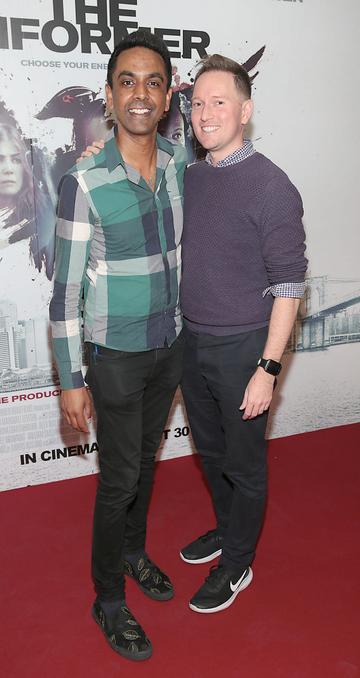 Clint Drieberg and David Mitchell at the special preview screening of The Informer at the Lighthouse Cinema Dublin. Pic: Brian McEvoy