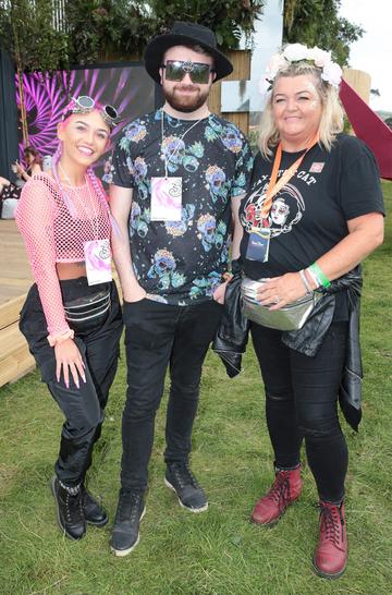 Sarah Farrell, Shea McDonald and Cat Coogan at Three’s Charge &amp; Chill at Electric Picnic at Stradbally, Co. Laois. 

Picture: Brian McEvoy
No Repro fee for one use