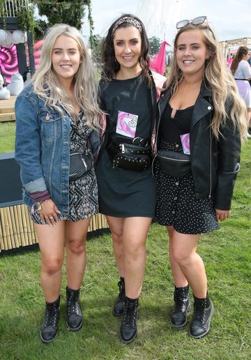 Megan Dunne, Jenny Ratigan and Lauren Dunne, from Navan, Co. Meath, at Three’s Charge &amp; Chill at Electric Picnic at Stradbally, Co. Laois. 

Picture: Brian McEvoy
No Repro fee for one use