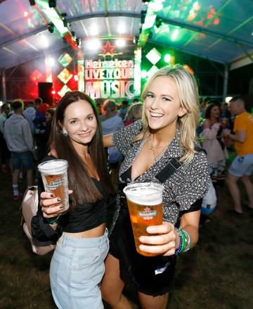 NO REPRO FEE 30/08/2019 Heineken Live Your Music Stage at Electric Picnic 2019. Pictured are (LtoR) Linda May- Fox and Cassie Stokes at the Heineken Live Your Music Stage at Electric Picnic 2019. This year’s area is an enormous structure on two levels, with a glass roof that will keep festival-goers dry but let them dance beneath the sun and stars! The immersive and interactive lightshow has been reimagined for 2019 which, combined with the state-of-the-art soundsystem, make Live Your Music the most impressive festival stage in the country. Photo: Sasko Lazarov/Phorocall Ireland
