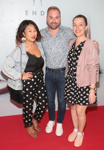 Judy Wong, Ian Packham and Lisa Scott at the Irish premiere of IT Chapter 2 at the Odeon Cinema in Point Square, Dublin. Pic: Brian McEvoy.