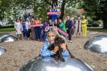 Doireann Ní Ghlacáin with puppies from Dogs for the Disabled. pictured at TG4’s Autumn Schedule Launch in the stunning Fitzgerald Park in Cork. 
Picture Clare Keogh