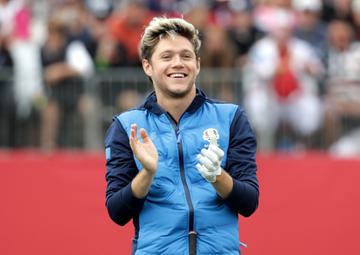 CHASKA, MN - SEPTEMBER 27:  Singer Niall Horan of Europe prepares to hit off the first tee during the 2016 Ryder Cup Celebrity Matches at Hazeltine National Golf Club on September 27, 2016 in Chaska, Minnesota.  (Photo by Streeter Lecka/Getty Images)