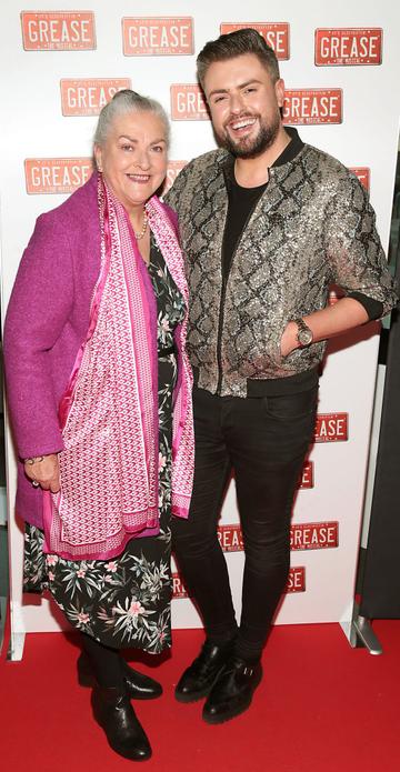 Fron Butler and James Patrice Butler pictured at the opening night of the musical Grease at the Bord Gais Energy Theatre, Dublin. Pic: Brian McEvoy