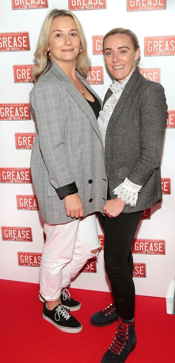 Lisa Marie Berry and Rachel Murray pictured at the opening night of the musical Grease at the Bord Gais Energy Theatre, Dublin. Pic: Brian McEvoy