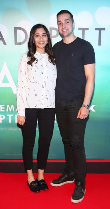 Puja Singh and Alex Chawla  at the special preview screening of Ad Astra at Cineworld, Dublin. Pic: Brian McEvoy Photography