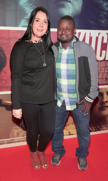 Kunle Elukanlo and Alison Elukanlo at the special preview screening of The Kitchen at Cineworld, Dublin. 
Picture: Brian McEvoy
