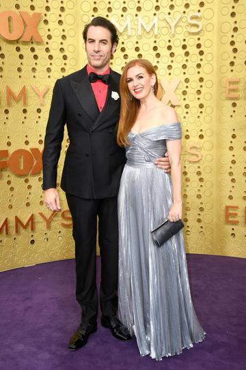 (L-R) Sacha Baron Cohen and Isla Fisher attend the 71st Emmy Awards at Microsoft Theater on September 22, 2019 in Los Angeles, California. (Photo by Frazer Harrison/Getty Images)