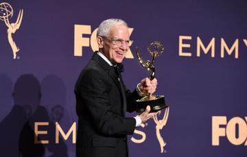 Don Roy King pose with the Emmy for Outstanding Directing For A Variety Series "Saturday Night Live" during the 71st Emmy Awards at the Microsoft Theatre in Los Angeles on September 22, 2019. (Photo by Robyn Beck/Getty Images)