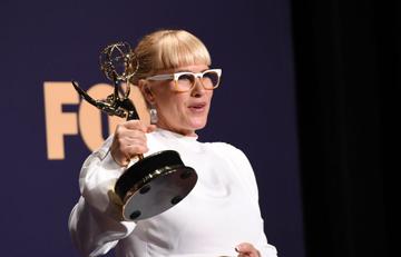 US actress Patricia Arquette poses with the Emmy for Outstanding Supporting Actress In A Limited Series Or Movie for "The Act" during the 71st Emmy Awards at the Microsoft Theatre in Los Angeles on September 22, 2019. (Photo by Robyn Beck/Getty Images)