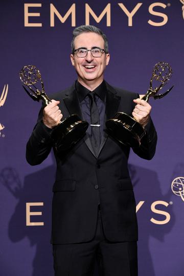 John Oliver poses with award for Outstanding Variety Talk Series in the press room during the 71st Emmy Awards at Microsoft Theater on September 22, 2019 in Los Angeles, California. (Photo by Frazer Harrison/Getty Images)