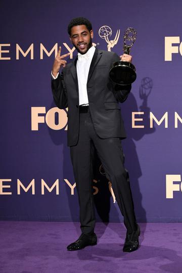 Jharrel Jerome poses with award for Outstanding Lead Actor in a Limited Series or Movie in the press room during the 71st Emmy Awards at Microsoft Theater on September 22, 2019 in Los Angeles, California. (Photo by Frazer Harrison/Getty Images)