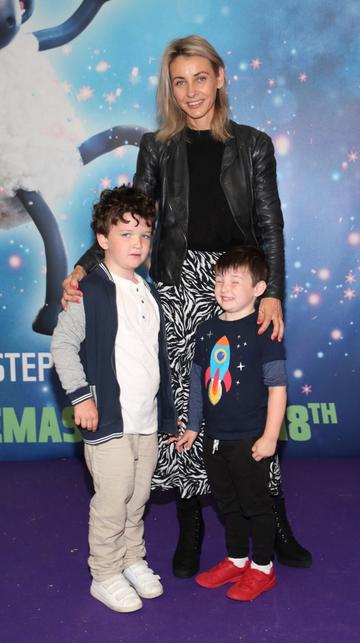 Pauline Moran, Theo Moran and Roch Moran  at the special preview screening of Shaun the Sheep at the Odeon Cinema In Point Square, Dublin.

Pic: Brian McEvoy Photography
