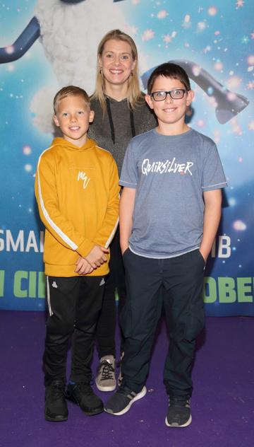 Brodie Ryan, Edel Ryan and Dylan Clelland  at the special preview screening of Shaun the Sheep at the Odeon Cinema In Point Square, Dublin.

Pic: Brian McEvoy Photography
