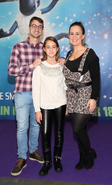 Jose Moreno, Zaira Moreno and Lidia Moreno at the special preview screening of Shaun the Sheep at the Odeon Cinema In Point Square, Dublin.

Pic: Brian McEvoy Photography
