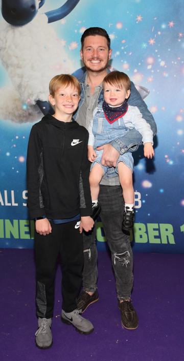Baileigh Rock, Keith Rock and Presleigh Rock at the special preview screening of Shaun the Sheep at the Odeon Cinema In Point Square,Dublin
Pic Brian McEvoy Photography
No Repro fee for one use