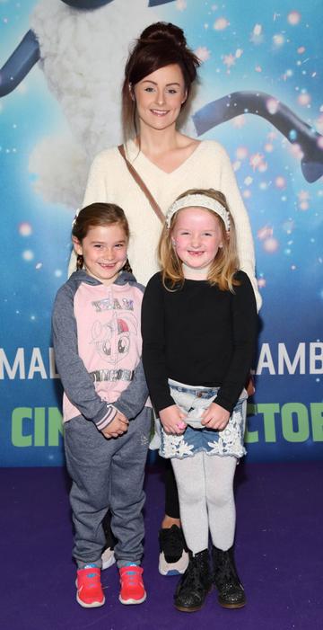 Emily Smullen, Daisy Morris and Claire Morris at the special preview screening of Shaun the Sheep at the Odeon Cinema In Point Square, Dublin.

Pic: Brian McEvoy Photography
