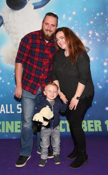 Shane Brady, Amy Brady and Eirick Brady  at the special preview screening of Shaun the Sheep at the Odeon Cinema, Point Square, Dublin.

Pic: Brian McEvoy Photography
