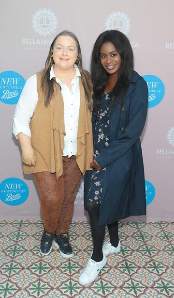 Gail o Connor and Fidelma Kaguako at the Bellamianta Tan Glow Gorgeous Gift Set launch with Boots at House, Dublin. 

Pic: Brian McEvoy.
