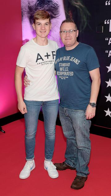 Finn Farrell and Paul Farrell  at the Irish Premiere screening of Joker at Cineworld, Dublin.
Pic: Brian McEvoy.