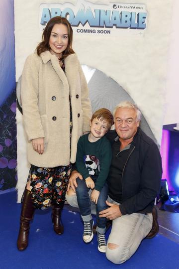 Ellen Kavanagh with Cooper and Conrad Jones pictured at a special preview screening of DreamWorks Animation ABOMINABLE at Odeon Point Square, Dublin. Picture Andres Poveda