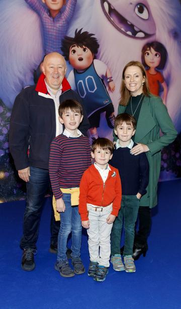 David and Susan Boyle with children, Daniel (9) Eoin (4), Mathew (7) pictured at a special preview screening of DreamWorks Animation ABOMINABLE at Odeon Point Square, Dublin. Picture Andres Poveda