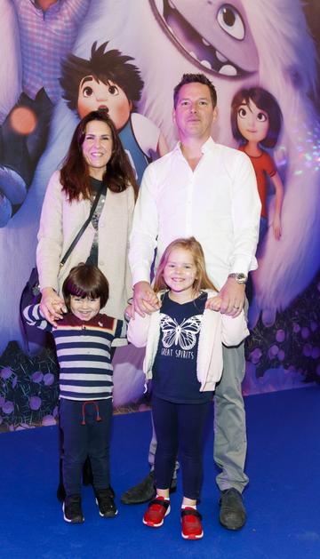 Roma and Eoin O'Connor with children James (3) and Lidia (5) pictured at a special preview screening of DreamWorks Animation ABOMINABLE at Odeon Point Square, Dublin. Picture Andres Poveda