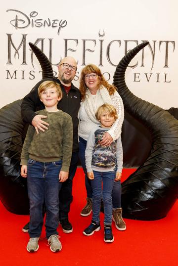 Jessica Ryan with Casper (9) and Beau (6) pictured at the special family preview screening of Disney’s MALEFICENT: MISTRESS OF EVIL, in the Odeon Point Village. Picture Andres Poveda