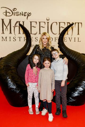 Kate Cassin is pictutred with Gabby Browne (6), Lilly Cassin (6) and Paul Cassin (7) pictured at the special family preview screening of Disney’s MALEFICENT: MISTRESS OF EVIL, in the Odeon Point Village. Picture Andres Poveda