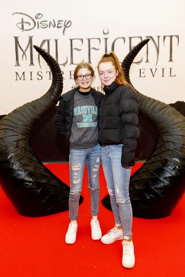 Anna Craig (14) and Aime McGlashin (14) pictured at the special family preview screening of Disney’s MALEFICENT: MISTRESS OF EVIL, in the Odeon Point Village. Picture Andres Poveda