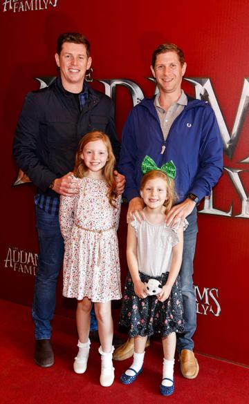 Damien and Peter Clarke with Kitty (8) and Hannah Clarke pictured at a special preview screening of The Addams Family at the Light House Cinema, Dublin.  Picture: Andres Poveda