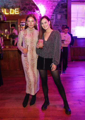 Roz Purcell and Rebecca Purcell pictured at the exclusive global launch of Wilde Irish Gin at The Cellar Bar. Photograph: Leon Farrell / Photocall Ireland