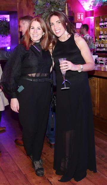 Sarah Byrne and Nicola Connolly pictured at the exclusive global launch of Wilde Irish Gin at The Cellar Bar last night. Photograph: Leon Farrell / Photocall Ireland